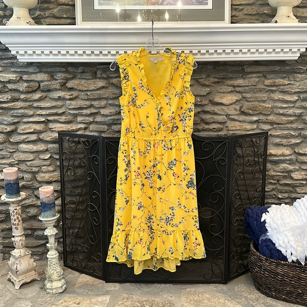LOFT Yellow High Low Dress with Modern Flair